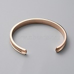 304 Stainless Steel Grooved Open Cuff Bangle for Women, Rose Gold, 1/4 inch(0.6cm), Inner Diameter: 2-1/4x1-1/8 inch(5.8x3cm)(BJEW-WH0009-11RG)