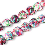 Spray Painted Synthetic Turquoise Beads Strands, Heart, Indian Red, 13~13.5x14~14.5x6~7mm, Hole: 0.9~1mm, about 30pcs/strand, 15.16~15.35 inch(38.5~39cm)(G-N352-28A-04)