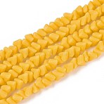 Frosted Opaque Glass Beads Strands, Triangle, Faceted, Gold, 3~3.5x4~4.5x4~4.5mm, Hole: 0.8mm, about 121~131pcs/strand, 14.37~15.35 inch(36.5~39cm)(GLAA-N017-4mm-22)