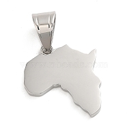 304 Stainless Steel Pendants, Map Shape Charm, Stainless Steel Color, 26x23x2mm, Hole: 10x7mm(STAS-M321-02P)