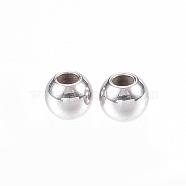 304 Stainless Steel Spacer Beads, Round, Stainless Steel Color, 3x2mm, Hole: 1~1.2mm(STAS-D448-071P)