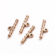 Ion Plating(IP) 304 Stainless Steel Toggle Clasps Parts, Bar, Rose Gold, 22x6x2.5mm, Hole: 1.6mm(STAS-D142-05C-RG)