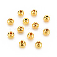 ABS Plastic Beads, Round, Golden Plated, 6x5.5mm, Hole: 1.6mm, about 4200pcs/500g(SACR-S276-01A-G)