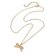 Bowknot Brass Pendant Necklaces, Brass Cable Chain for Women, Golden, 17.72 inch(45cm)(NJEW-TA00138)