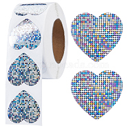 Round Dot Laser Style PVC Decorative Sticker Rolls, Waterproof Decals for Card-Making, Scrapbooking, Diary, Planner, Envelope & Notebooks, Colorful, Heart, 58.5x28mm, Sticker: 24.5x25mm(DIY-WH0453-44A)