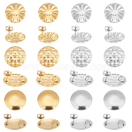 DICOSMETIC 24Pcs 6 Styles 304 Stainless Steel Stud Earring Findings, with Hole & Ear Nuts/Earring Backs, Flat Round, Golden & Stainless Steel Color, 17~20mm, Hole: 1.8mm, Pin: 0.7mm, 4pcs/style(STAS-DC0007-35)