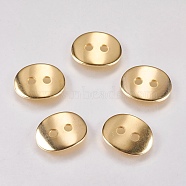 201 Stainless Steel Button, Oval, Golden, 14x10.5x1mm, Hole: 1.5mm(STAS-G173-13G)