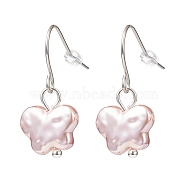 Plastic Pearl Butterfly Dangle Earrings, 304 Stainless Steel Jewelry for Women, Rosy Brown, 27mm, Pin: 0.6mm(EJEW-JE05028-03)