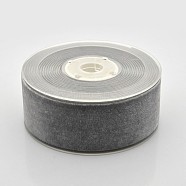 Polyester Velvet Ribbon for Gift Packing and Festival Decoration, Dark Gray, 1-1/2 inch(38mm), about 20yards/roll(18.29m/roll)(SRIB-M001-38mm-017)