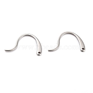 304 Stainless Steel Earring Hooks, with Horizontal Loop Hole Ear Wire Findings, for DIY Jewelry Making , Stainless Steel Color, 16.5x11.5x0.8mm, Hole: 0.9mm, 19 Gauge, Pin: 0.9mm(STAS-O146-05P)