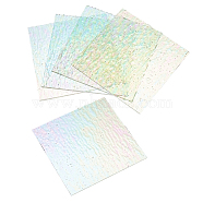 4x4 Inch Iridescent Textured Glass Mosaic Tiles, Glass Sheet, Mosaic Panel, Water Ripple, for Cathedral Art, Mosaic Work Crafts, Square, Clear AB, 100x100x3mm(GLAA-WH0023-04B)