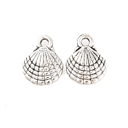 Tibetan Style Alloy Charms, Cadmium Free & Lead Free, Shell, Antique Silver, 13x10x3.5mm, Hole: 2mm, about 934pcs/1000g(TIBEP-R304-105AS-LF)