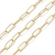 Rack Plating Oval Brass Curb Chains, Unwelded, with Spool, Long-Lasting Plated, Cadmium Free & Lead Free, Real 18K Gold Plated, 14x5.5x0.8mm(CHC-A010-01G-02)