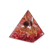 Orgonite Pyramid Resin Display Decorations, with Gold Foil and Natural Carnelian Chips Inside, for Home Office Desk, 50x50x51.5mm(DJEW-I017-01I)