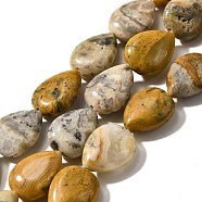 Natural Crazy Agate Beads Strands, Teardrop, 16x12x5~6mm, Hole: 1mm, about 25pcs/strand, 15.16''~15.75''(38.5~40cm)(G-P561-B11-01)