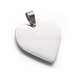 Non-Tarnish 304 Stainless Steel Pendants, Heart, Stainless Steel Color, 25x23.5x1.4mm, Hole: 4x7mm(X-STAS-F214-02P)