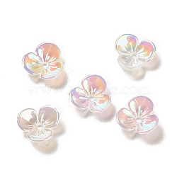 Plating Opaque Acrylic Bead Cap, 3-Petal Flower, Colorful, 9.5x9.5x2.8mm, Hole: 1.2mm(OACR-E039-66C)