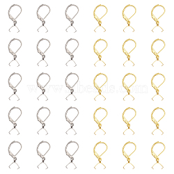 30Pcs 2 Colors 304 Stainless Steel Leverback Earring Findings, with Ice Pick Pinch Bails, Golden & Stainless Steel Color, 23.5mm, Pin: 0.5mm, 15pcs/color(STAS-CA0001-88)