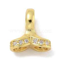 Rack Plating Brass Micro Pave Clear Cubic Zirconia Charms, Long-Lasting Plated, Lead Free & Cadmium Free, Fishtail, Real 18K Gold Plated, 12x12x6mm, Hole: 4.5mm(KK-G515-48G)