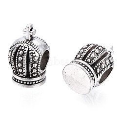 Alloy European Beads, Large Hole Beads, 3D Crown, Antique Silver, 14x9x11mm, Hole: 5mm(X-PALLOY-S079-021AS)