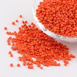 12/0 1.5~2mm Baking Paint Glass Seed Beads Loose Spacer Beads, Orange Red, Hole: 0.5~1mm, about 2890pcs/50g(X-SEED-S001-K4)