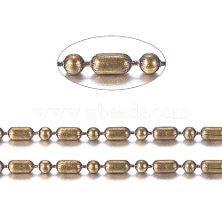 Brass Ball Chains, Ball-Bar Style, Round and Oval, Long-Lasting Plated, Soldered, with Spool, Cadmium Free & Nickel Free & Lead Free, Antique Bronze, 1.8x1mm and 1mm, about 301.83 Feet(92m)/roll(CHC-S008-009F-AB)