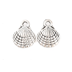 Tibetan Style Alloy Charms, Cadmium Free & Lead Free, Shell, Antique Silver, 13x10x3.5mm, Hole: 2mm, about 934pcs/1000g(TIBEP-R304-105AS-LF)