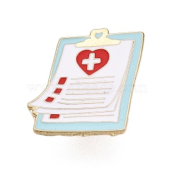 Medical Theme Alloy Enamel Pin Brooches, Medical Record, 27.5x23mm(JEWB-N001-20A-G)