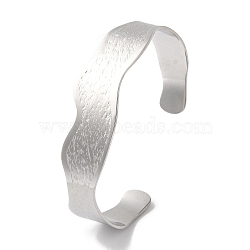 Non-Tarnish 304 Stainless Steel Open Cuff Bangles for Women, Stainless Steel Color, Inner Diameter: 1-7/8~2-3/8 inch(4.7~6cm), 16.5mm(BJEW-I315-01P)