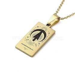 304 Stainless Steel Black Enamel Rectangle with Constellation Pendant Necklaces, Golden, Sagittarius, 15.75~17.72 inch(40~45cm)(NJEW-I128-01I)