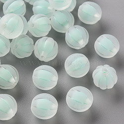 Transparent Acrylic Beads, Frosted, Bead in Bead, Pumpkin, Aquamarine, 11x11.5mm, Hole: 2mm, about 550pcs/500g(TACR-S152-07C-SS2111)