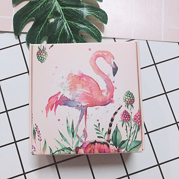 Foldable Paper Gift Boxes, Handmade Soap Boxes, Square, Flamingo Shape, 7.5x7.5x3cm