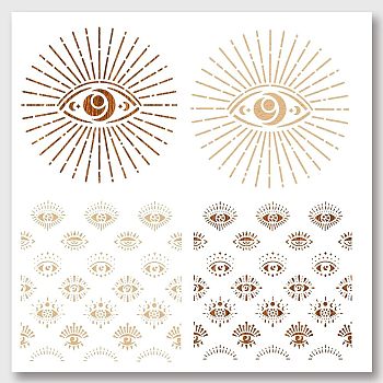 2Pcs 2 Styles PET Hollow Out Drawing Painting Stencils, for DIY Scrapbook, Photo Album, Evil Eye Pattern, 300x300mm, 1pc/style