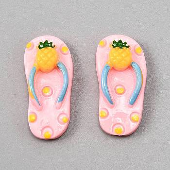 Friut Theme Resin Cabochons, Flip Flops, Pineapple, 30.5x14x8mm