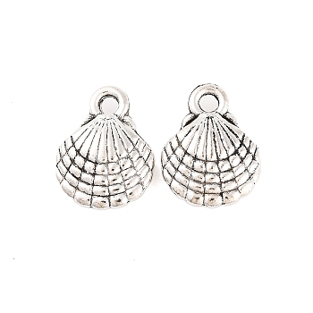 Tibetan Style Alloy Charms, Cadmium Free & Lead Free, Shell, Antique Silver, 13x10x3.5mm, Hole: 2mm, about 934pcs/1000g