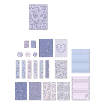 20Pcs Scrapbook Paper Kit, Including Scrapbook Paper, Envelopes, Greeting Cards, Notes and Stickers, Lavender, 45~195x30~145mm