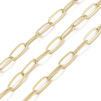 Rack Plating Oval Brass Curb Chains, Unwelded, with Spool, Long-Lasting Plated, Cadmium Free & Lead Free, Real 18K Gold Plated, 14x5.5x0.8mm