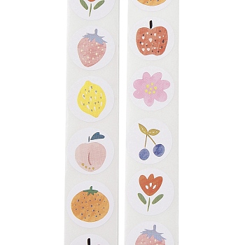Self-Adhesive Stickers, Flower & Fruits, for Presents Decoration, Food, 25mm