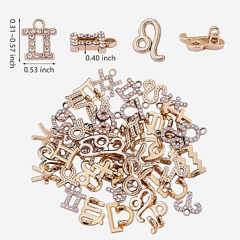24Pcs Alloy Pendants, 12 Constellation Charms, Zodiac Sign Charms, for Jewelry Necklace Bracelet Earring Making Crafts, Golden, 13.5x7.5~14.5x10.3mm, Hole: 1.8mm, 12pcs/set, 1 set/style, 2 sets