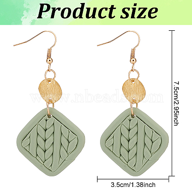 2 Pairs 2 Colors Polymer Clay Rhombus Dangle Earrings(EJEW-FI0001-05)-2