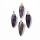 Top Golden Plated Natural Amethyst Pointed Pendants(X-G-S359-078F)-1