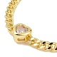 Cubic Zirconia Heart Link Bracelet with Curb Chains(KK-E033-20G)-3