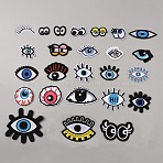 Computerized Embroidery Cloth Iron on/Sew on Patches, Costume Accessories, with Hot Melt Adhesive, Appliques, Eye & Eyelash, Mixed Color, 15~86x26.5~91x1.4mm, 25pcs/set(DIY-WH0386-04)
