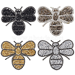 8Pcs 4 Colors Rhinestones Sew on/Iron on Patches, Appliques, Costume Accessories, Bee, Mixed Color, 68x80x2mm, 2pcs/color(DIY-GF0014-04)
