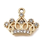 UV Plating Alloy Crystal Rhinestone Pendants, Crown Charms, Golden, 14x17x2.5mm, Hole: 1.5mm(RB-CBAD37D-16G)