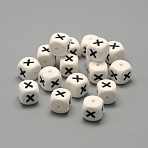 Food Grade Eco-Friendly Silicone Beads, Horizontal Hole, Letter Style, Cube, Letter.X, 12x12x12mm, Hole: 2mm(X-SIL-R001-X)