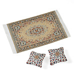 Turkish Style Mini Nylon Carpets, with Polyester Doll House Cushion Pillow, Dollhouse Decorations, Khaki, 170x100mm(AJEW-TA0003-66C)