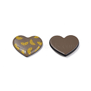 Printed Acrylic Cabochons, Heart with Lemon, Coffee, 22x26x5mm(KY-N015-201-C02)