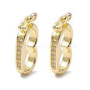 Brass Micro Pave Clear Cubic Zirconia Twister Clasps, Real 18K Gold Plated, 19x9.5x2mm, Inner Diameter: 13x6.8mm(KK-K360-27A-G)