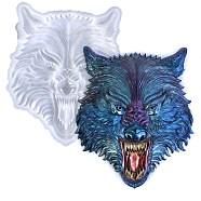 Wolf Head DIY Silicone Molds, Resin Casting Molds, For UV Resin, Epoxy Resin Decoration Making, White, 160x140x21mm, Inner Diameter: 145x130mm(AJEW-D052-03)
